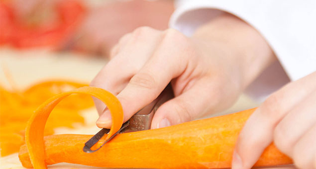peeling carrots